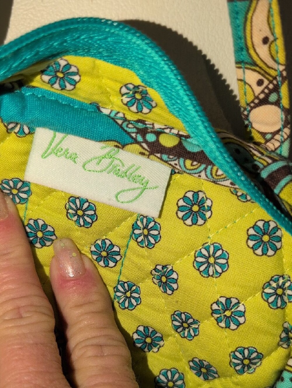 Vera Bradley Quilted Paisley Turquoise & Lime Small Purse - Retired Pattern - Picture 4 of 8